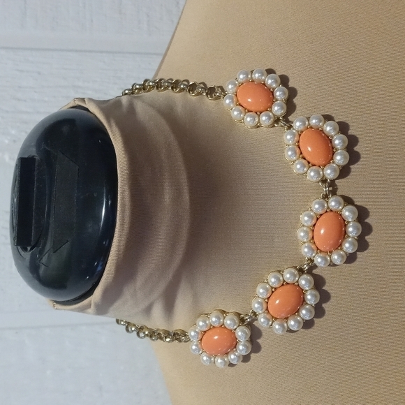 BR Jewelry - BR necklace peach and pearl costume jewelry 18" long